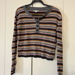 American Eagle Outfitters Striped Button Henley